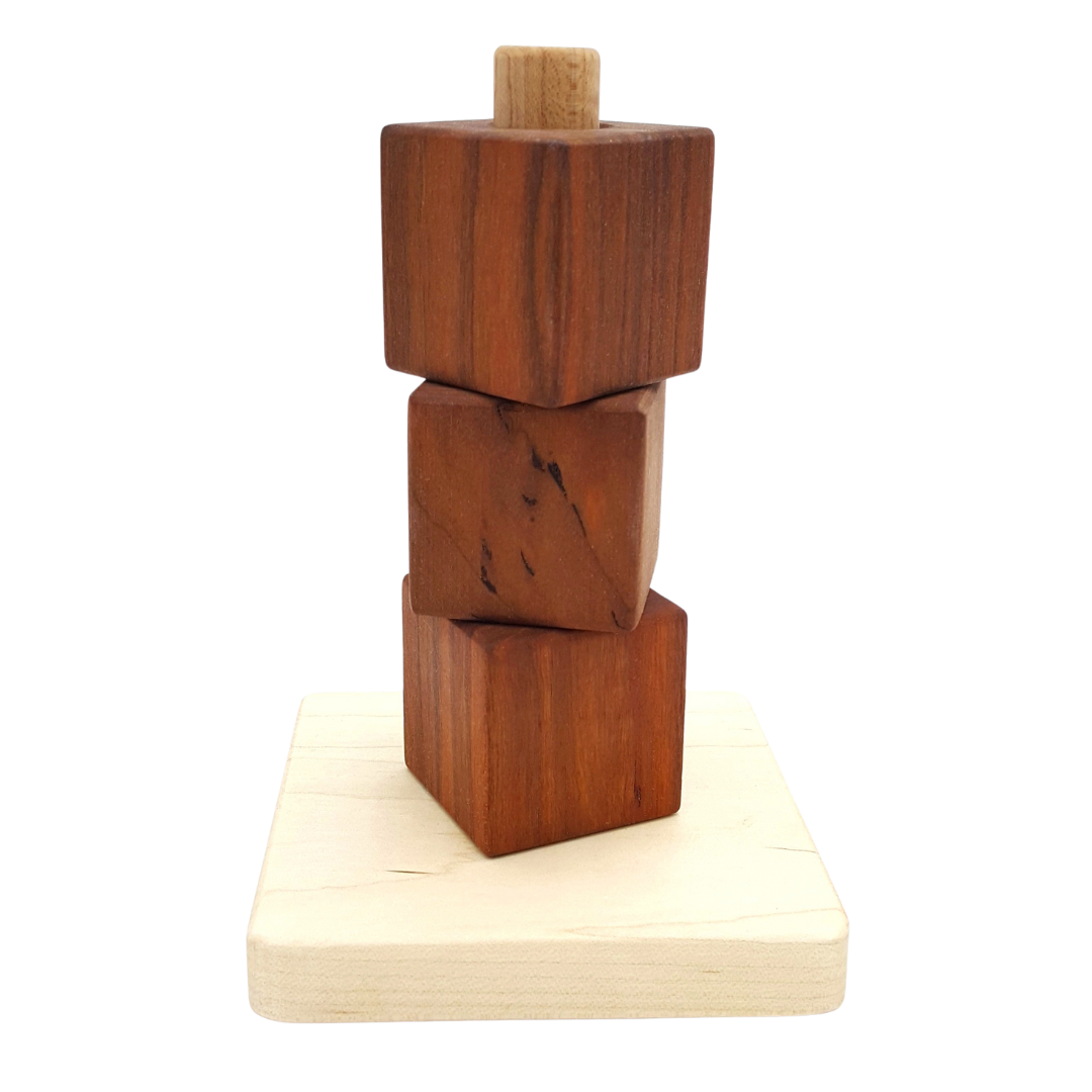 3 Cubes on Vertical Dowel - Natural