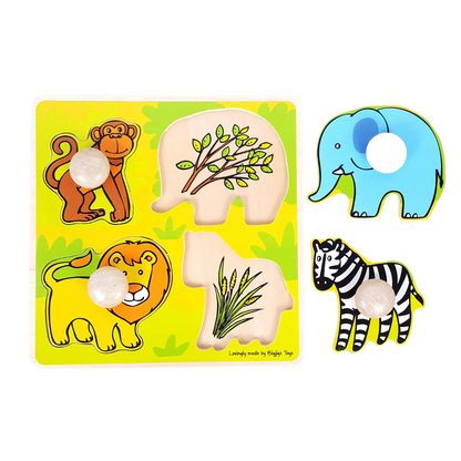 4-Piece Safari Animals Wooden Puzzle