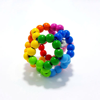 Small colourful rainbow beaded ball.