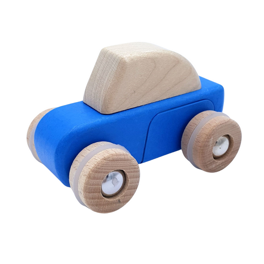 Wooden Pull-Back Car - Blue