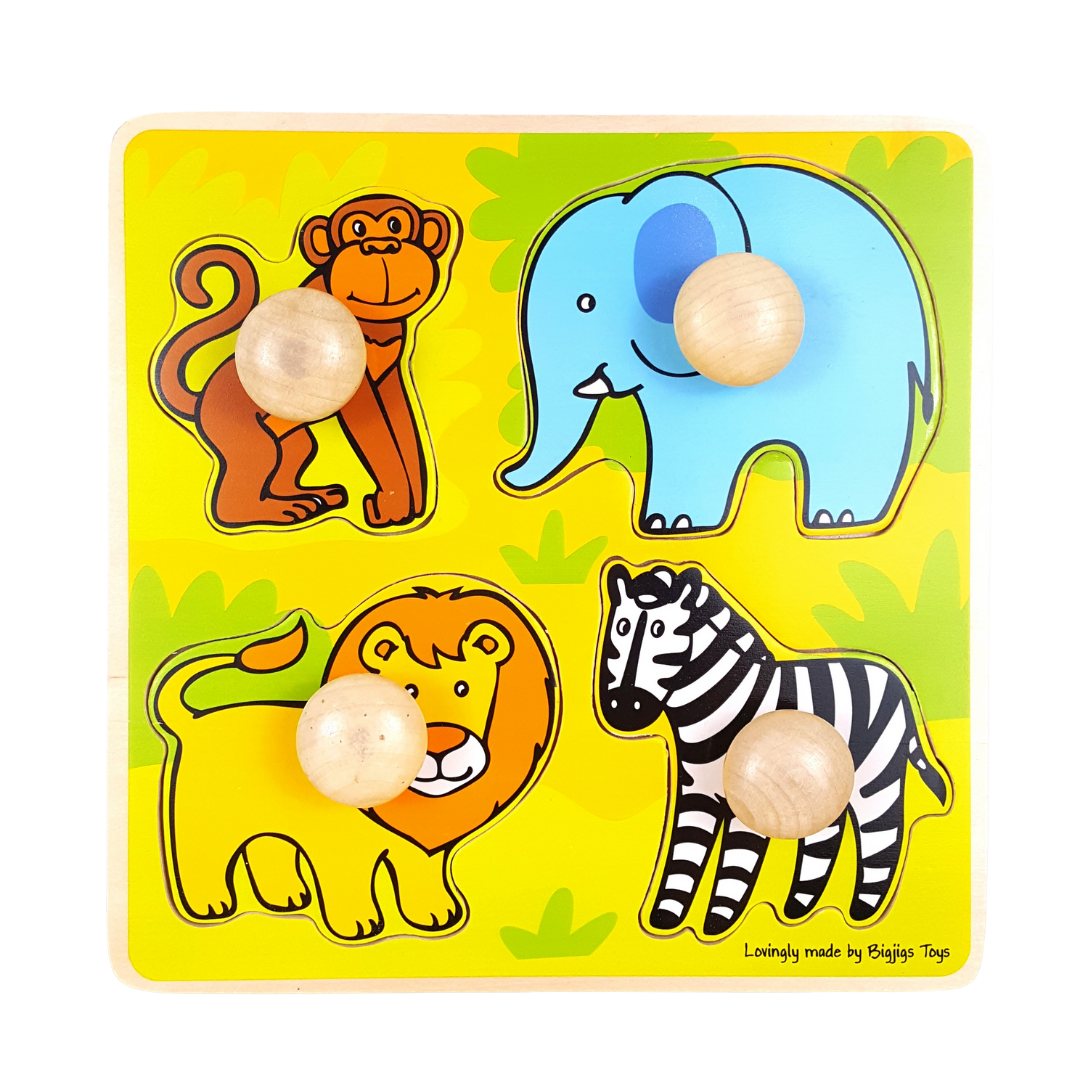 4-Piece Safari Animals Wooden Puzzle