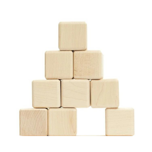 Natural Wooden Blocks - 12 Cube Blocks