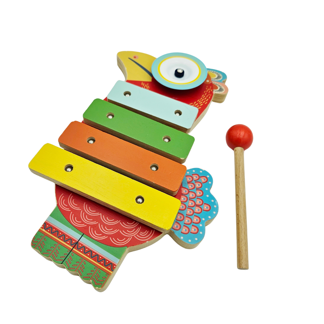 Wooden Bird Xylophone with Cymbal