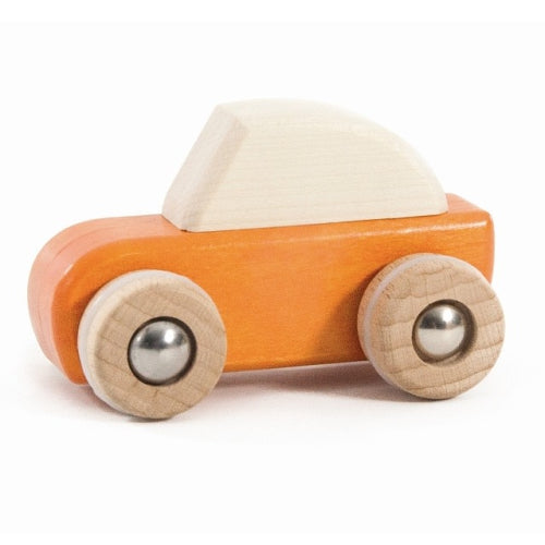 Wooden Pull-Back Car - Orange