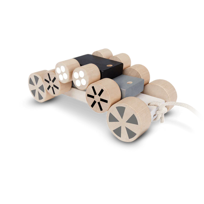 Children will enjoy experiencing the wonder of this stacked rolling car pull toy.