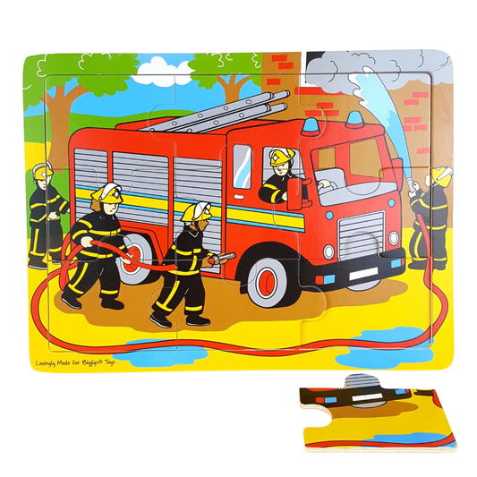 Fire Truck 9-Piece Wooden Jigsaw Puzzle