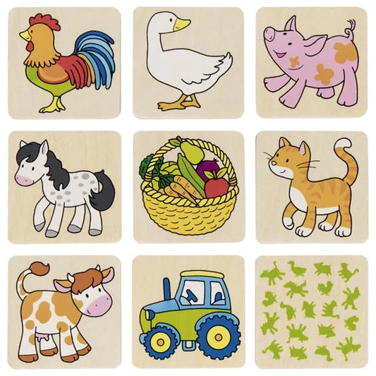 Wooden farm life matching cards game!  Who has the best memory?