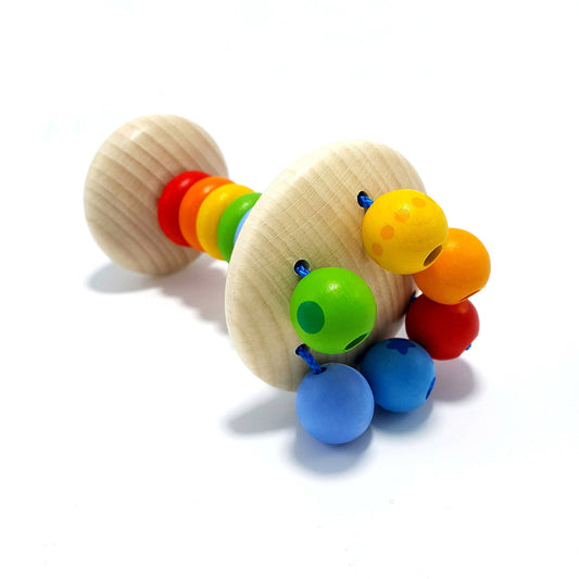 Rainbow Wooden Baby Rattle - Gently Used